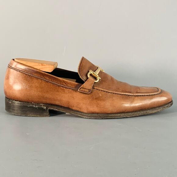 SALVATORE FERRAGAMO Size 7 Brown Gold Leather Horsebit Loafers main image 7
